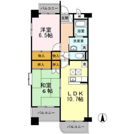 熊本市中央区八王寺町のマンションの間取り