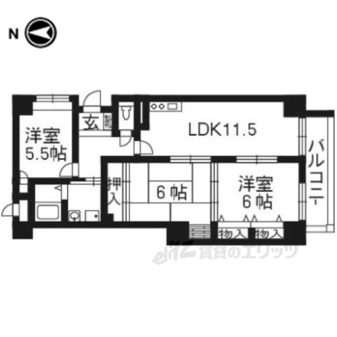 京都市中京区西ノ京職司町のマンションの間取り