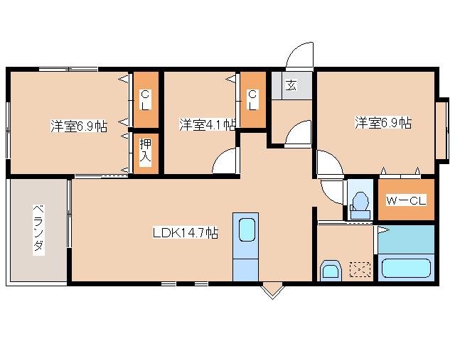 都城市都原町のアパートの間取り