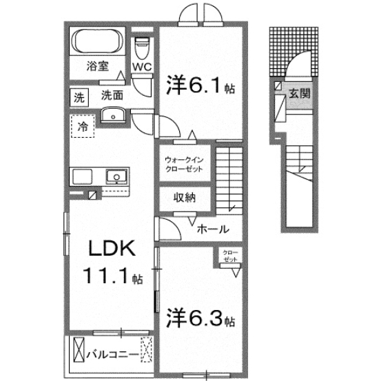 邑楽郡大泉町大字寄木戸のアパートの間取り