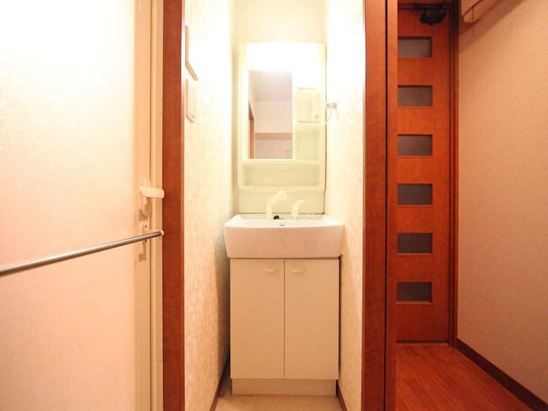 洗面設備　脱衣所　独立洗面台（シャンプードレッサー付）収納スペース有