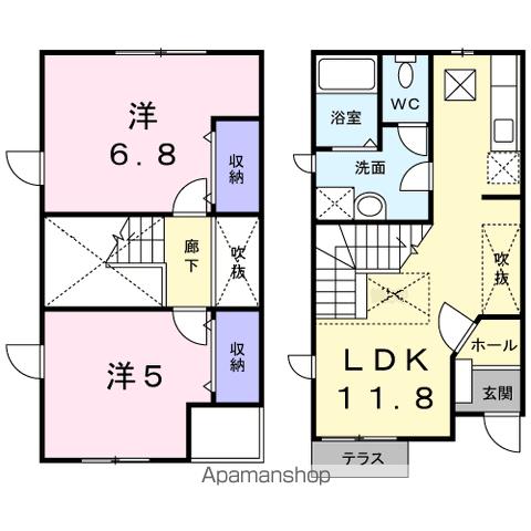 ＪＲ山陽本線 東尾道駅 徒歩8分 2階建 築30年の間取り写真