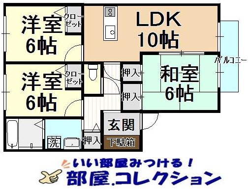 北九州市小倉北区熊谷のアパートの間取り