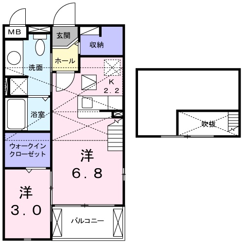 浜松市中央区高丘東のアパートの間取り