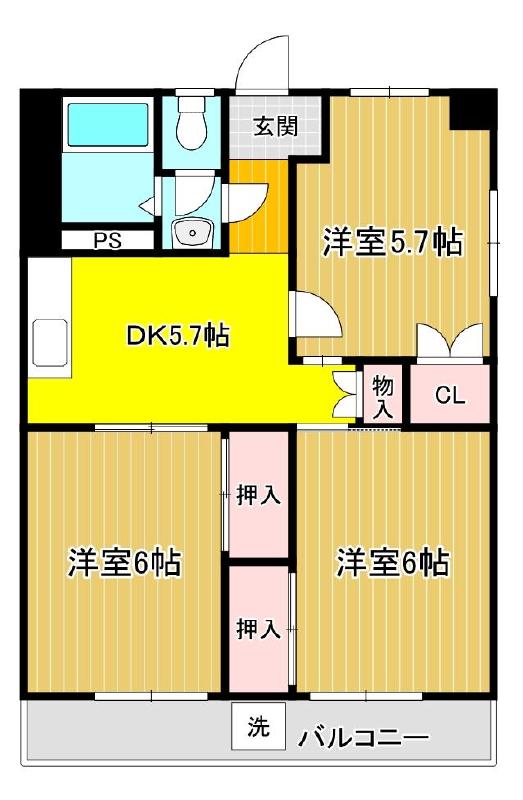 静岡県沼津市東椎路（マンション）の賃貸物件の間取り