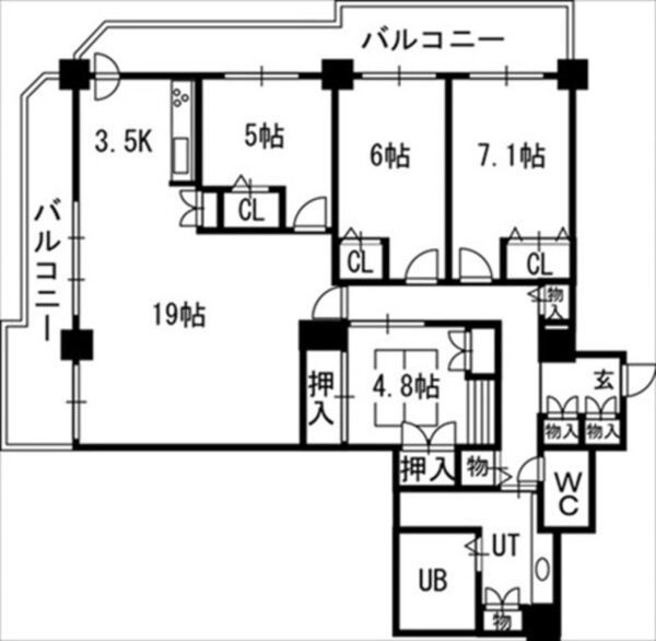 札幌市中央区北三条西のマンションの間取り