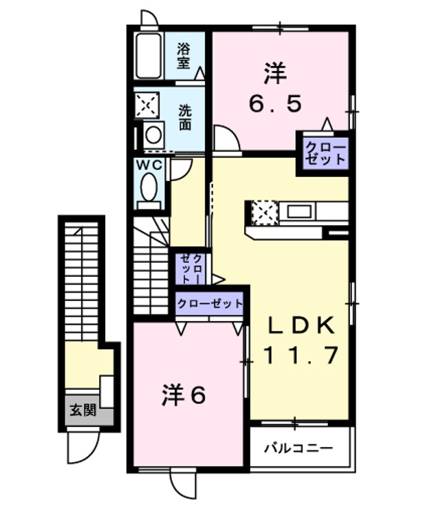 神戸市須磨区東落合のアパートの間取り