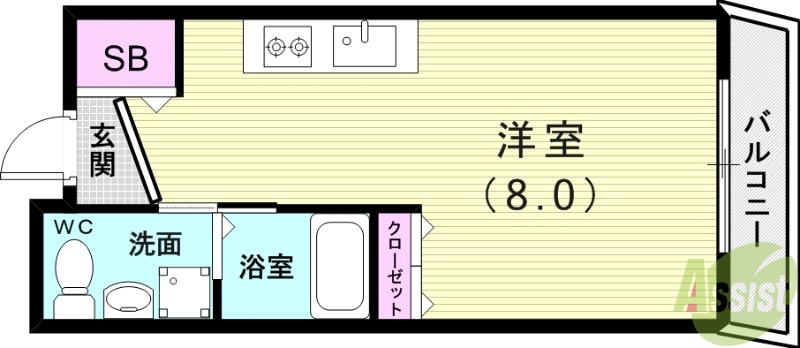 神戸市須磨区須磨浦通のアパートの間取り