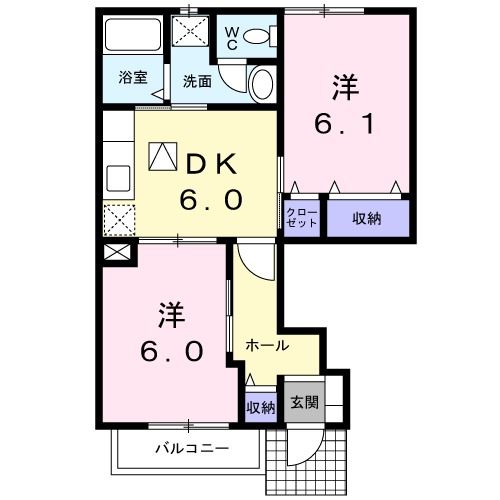 桐生市相生町のアパートの間取り