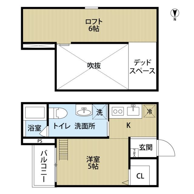 堺市北区東浅香山町のアパートの間取り