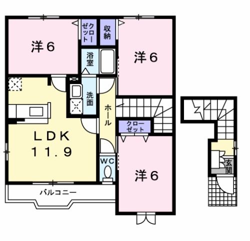 有田市辻堂のアパートの間取り