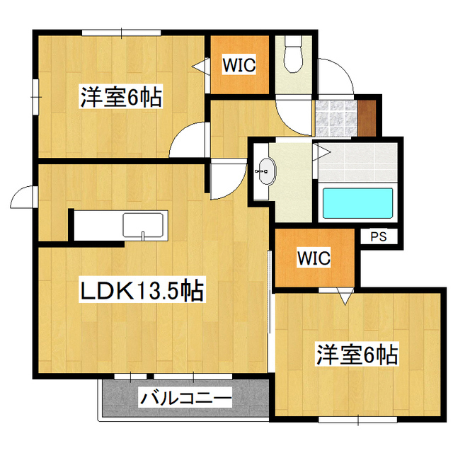 つくばみらい市紫峰ヶ丘のアパートの間取り