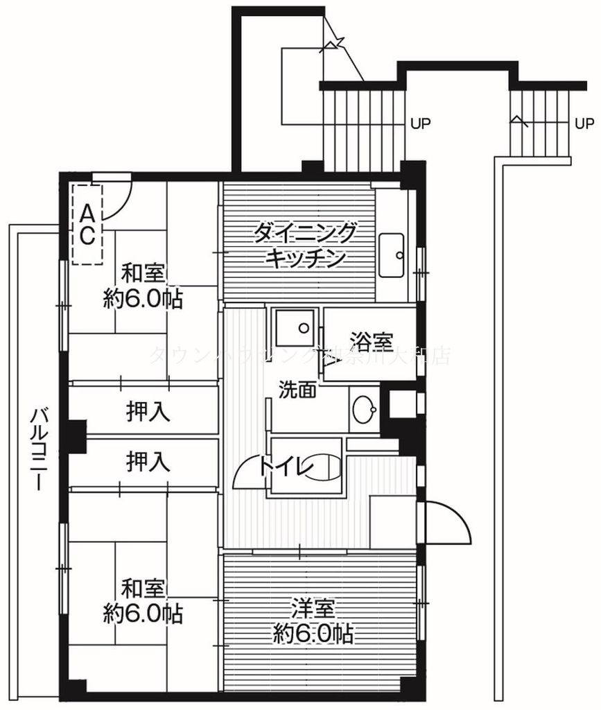 ビレッジハウス亀井野2号棟 (205号室)の間取り