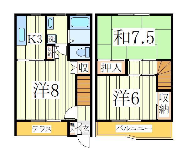 野田市山崎のアパートの間取り