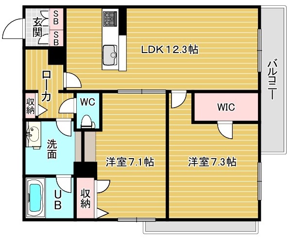 岸和田市春木若松町のマンションの間取り