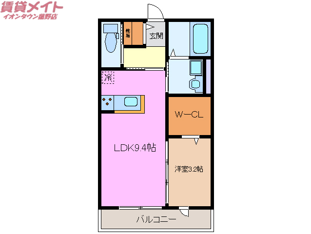 いなべ市北勢町其原のアパートの間取り