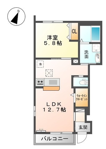 高知市朝倉西町のアパートの間取り