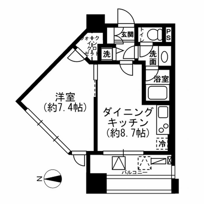 新宿区市谷本村町のマンションの間取り