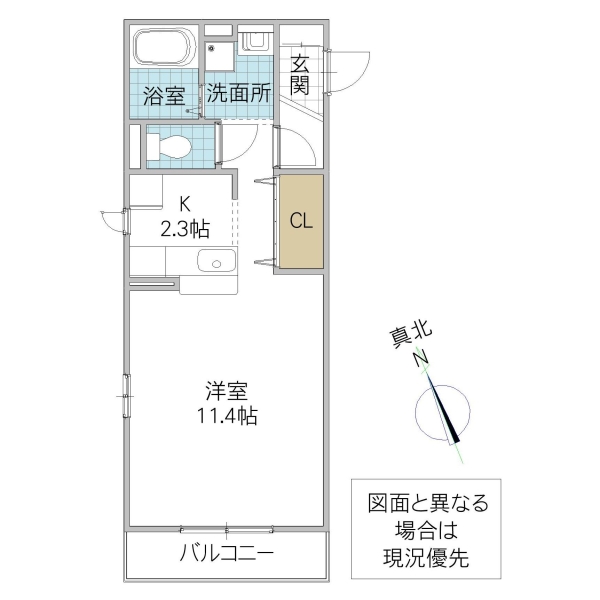 水戸市千波町のアパートの間取り