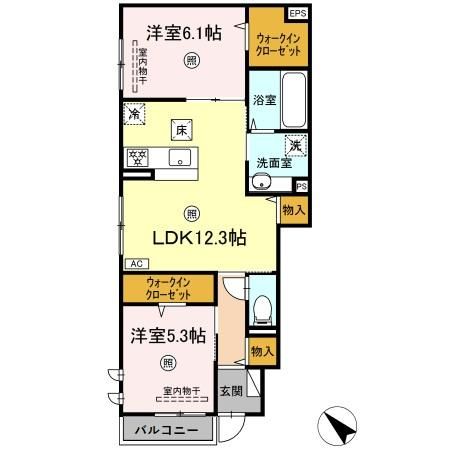 広島市安佐南区川内のアパートの間取り