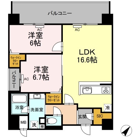 【福山市春日町のマンションの間取り】