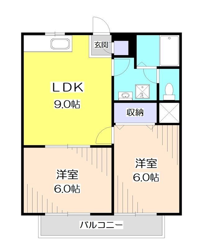 所沢市けやき台のアパートの間取り