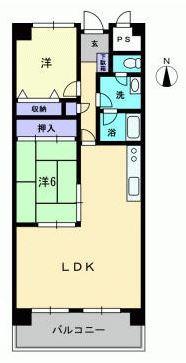 高松市鶴市町のマンションの間取り