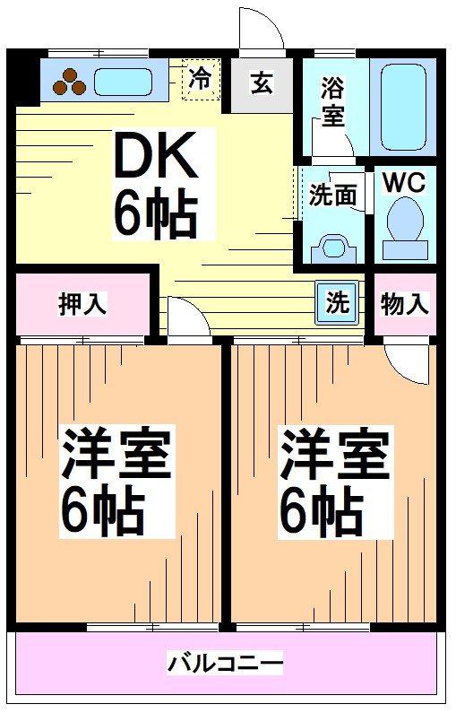小田急線 生田駅 徒歩10分 2階建 築40年の間取り写真