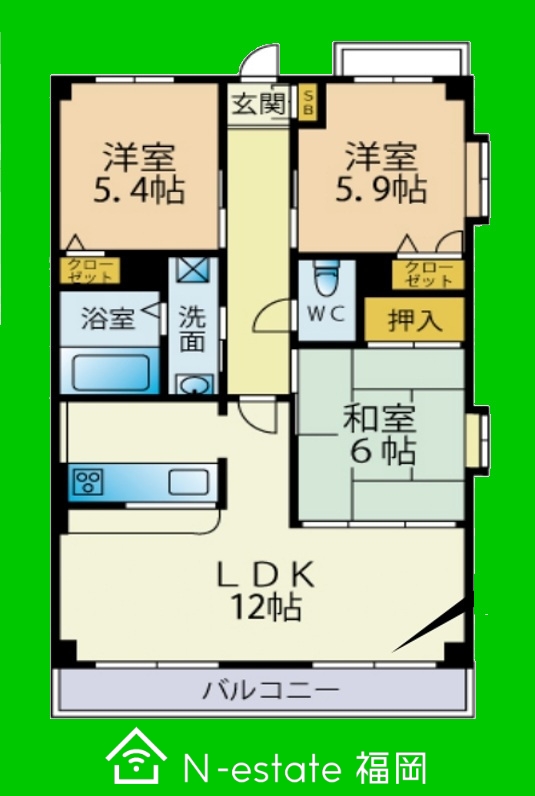 地下鉄空港線 姪浜駅 徒歩16分 7階建 築24年の間取り写真