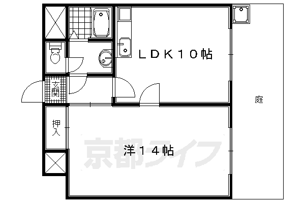 【京都市北区上賀茂菖蒲園町のマンションの間取り】