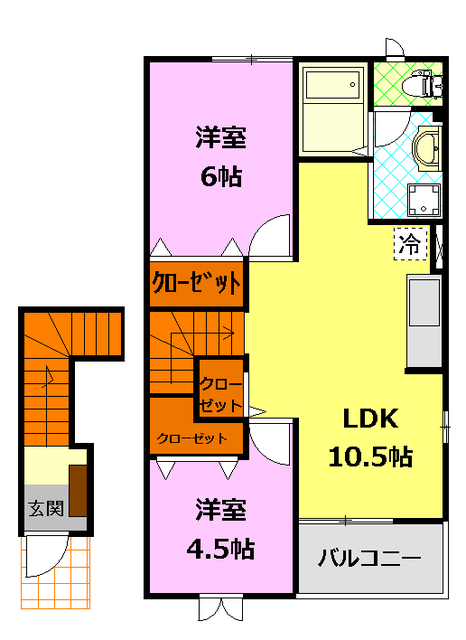 【桜川市明日香のアパートの間取り】