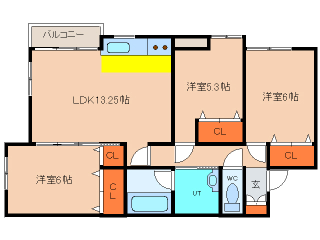 函館市中島町のマンションの間取り