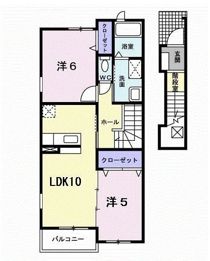 館林市赤土町のアパートの間取り