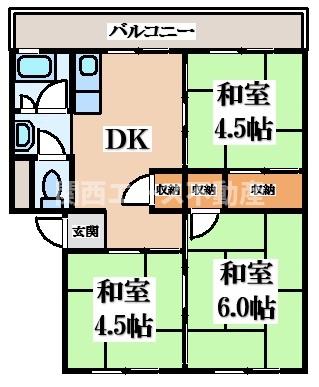 枚方市牧野北町のマンションの間取り