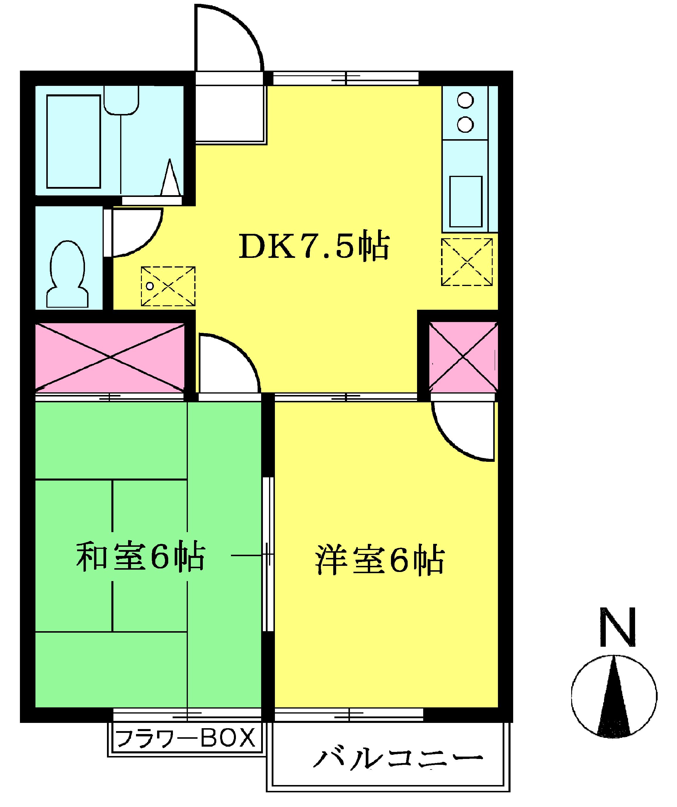 上尾市大字平方のアパートの間取り