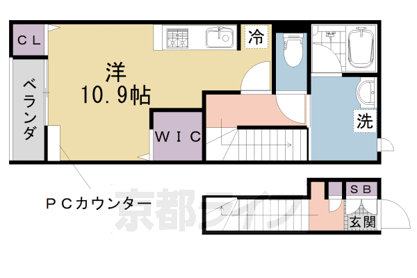 京都市北区上賀茂西後藤町のアパートの間取り