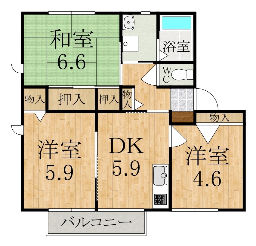 【ルミエール千代　B棟の間取り】