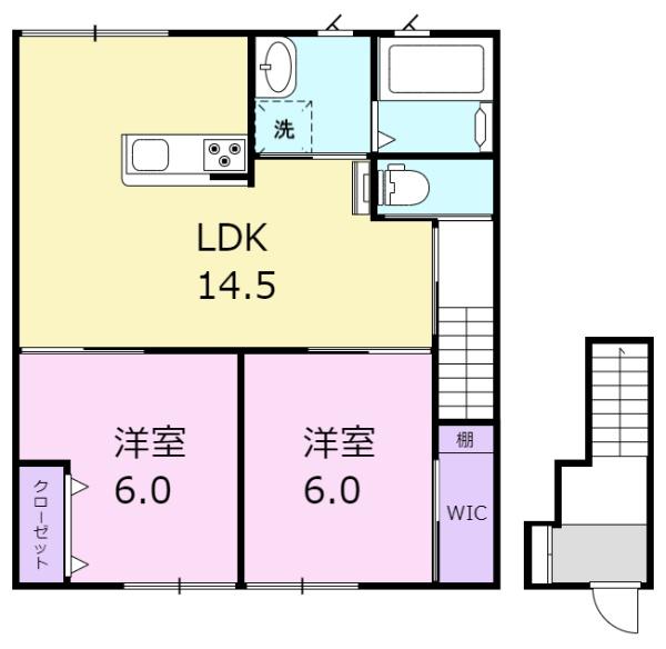 富山市高屋敷のアパートの間取り