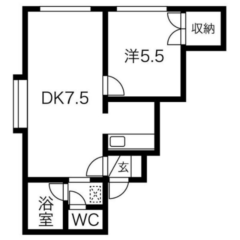 札幌市手稲区稲穂一条のアパートの間取り