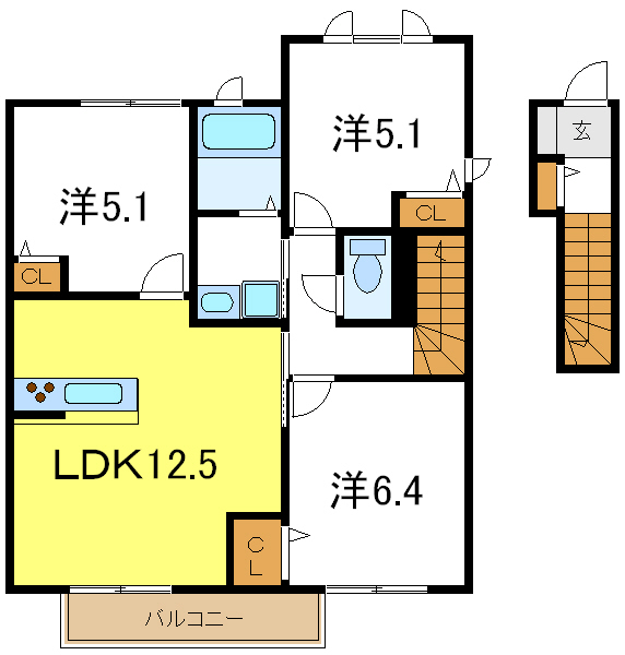 【加古川市尾上町口里のアパートの間取り】