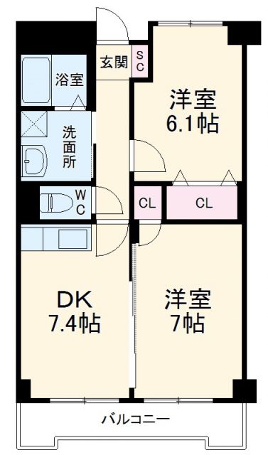 千葉市稲毛区稲毛東のマンションの間取り