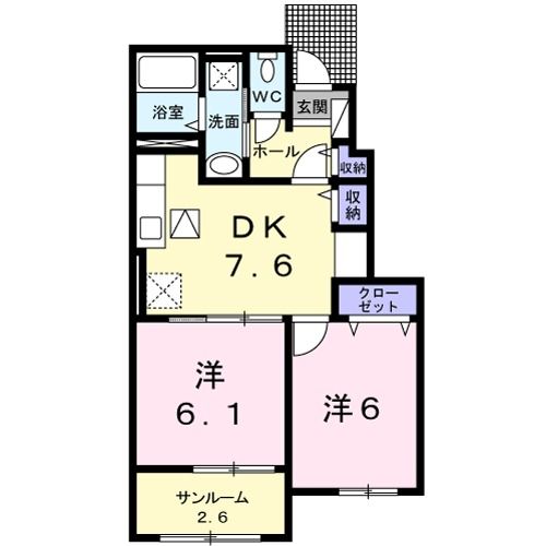 神埼郡吉野ヶ里町大曲のアパートの間取り