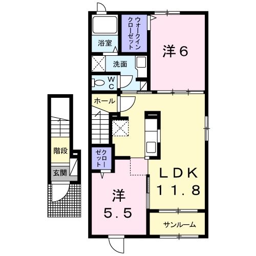 八戸市大字市川町のアパートの間取り