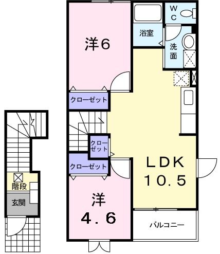 【仙台市青葉区郷六のアパートの間取り】