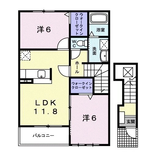 仙台市泉区北中山のアパートの間取り