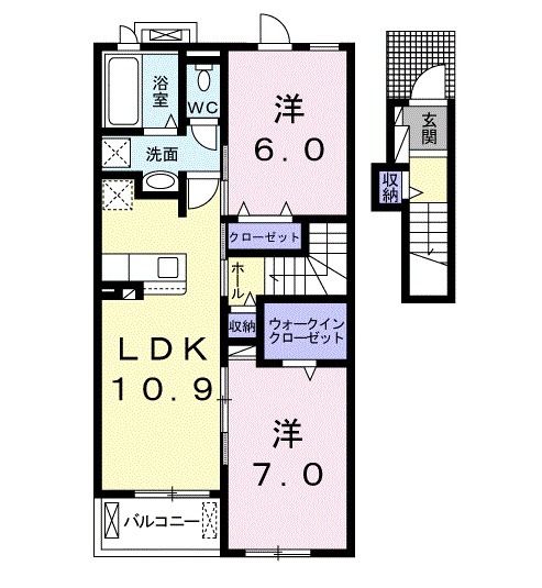 中間市朝霧のアパートの間取り