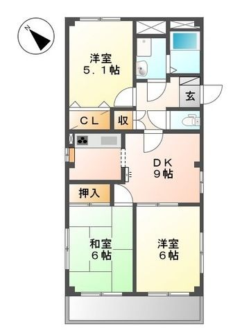 横浜市港北区岸根町のマンションの間取り