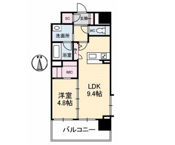 岡山市北区奉還町のマンションの間取り