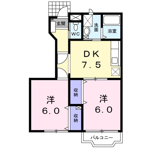 グリーンハイツ藤　ウエストの間取り