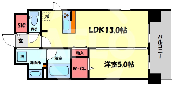 大阪市北区末広町のマンションの間取り